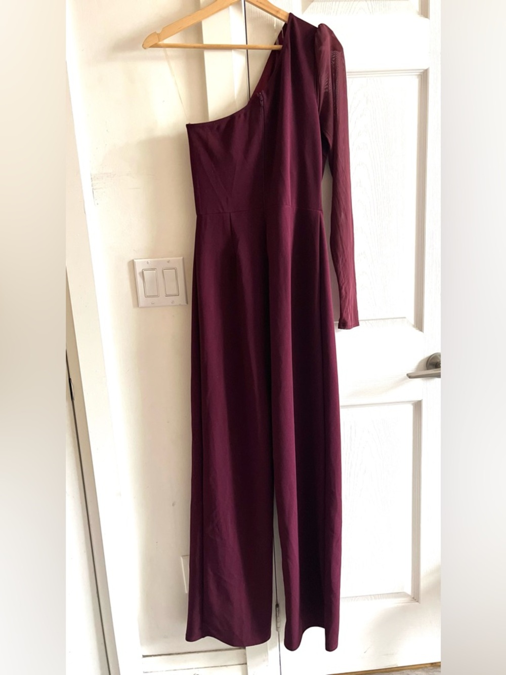 Fashion Nova One Love One-Shoulder, Wide-Leg Flattering Fit Burgundy Size M - Picture 5 of 13